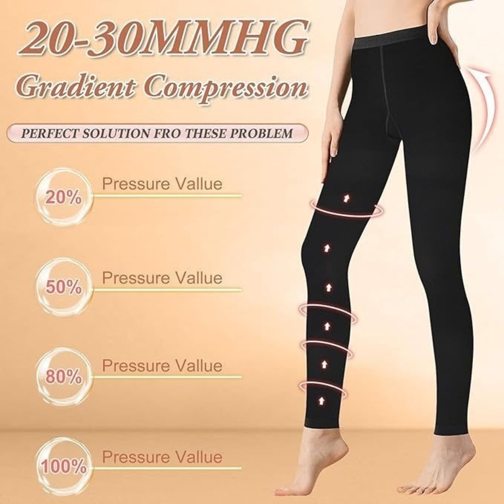 2 Pairs Lakicool Women's Medical Compression 20-30mmHg Footless Tights - XL - Picture 2 of 5